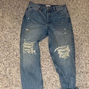ZARA Distressed Light Mom Jeans